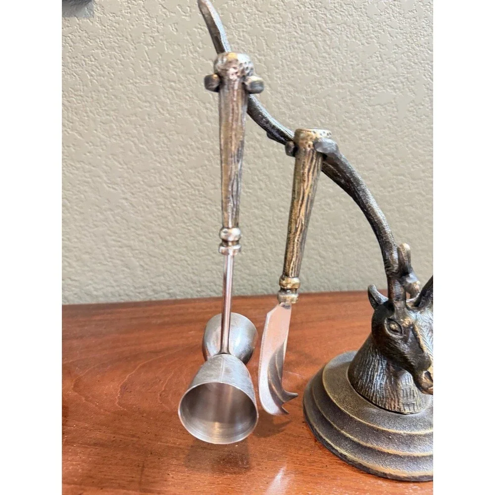 Stag Head Bartender Utensil Set 8/2013 Cost Plus Deer Elk Buck Game Hunter 12”